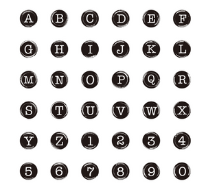 Typewriter Alphabets Stamps Set