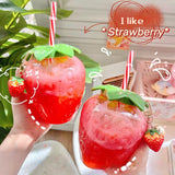 Kawaii Strawberry Cup with Straw