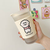 Kawaii Alpaca Frosted Glass Cup