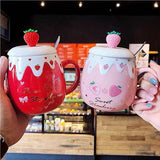 Kawaii Sweet Strawberry Ceramic Cup