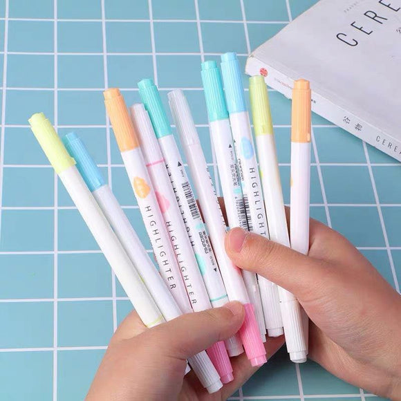 Double sided bright highlighters: Set of 5 - MyPaperPandaShop