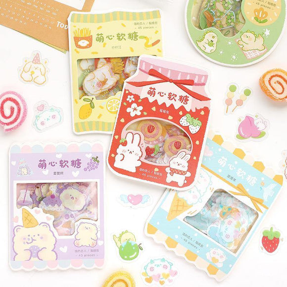 Bunnies in Snacks Stickers Set: 6 Colors - MyPaperPandaShop