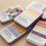 Colorful Masking Stickers Tin Box: 4 sets