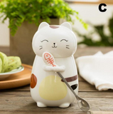 Large Kitty Cat Ceramic Mug With Spoon - MyPaperPandaShop