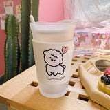 Kawaii Alpaca Frosted Glass Cup