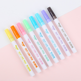 Dual Color Outline Pen Highlighter Sets: 8 Colors