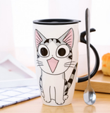 Large 600 ml Cute Ceramic Cat Mug - MyPaperPandaShop