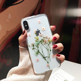 Qianliyao Dried Real Flower Cases For iPhone XS Max XR Case Handmade Clear Soft Back Cover For iPhone 66S 7 8 Plus X Phone Case - MyPaperPandaShop