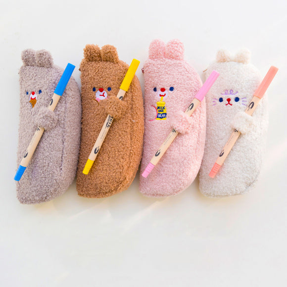 Plush Bear Pencil Case: 4 Colors