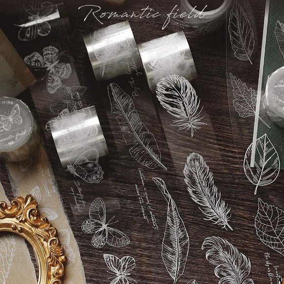 Romantic Feather Washi Tape: 4 designs