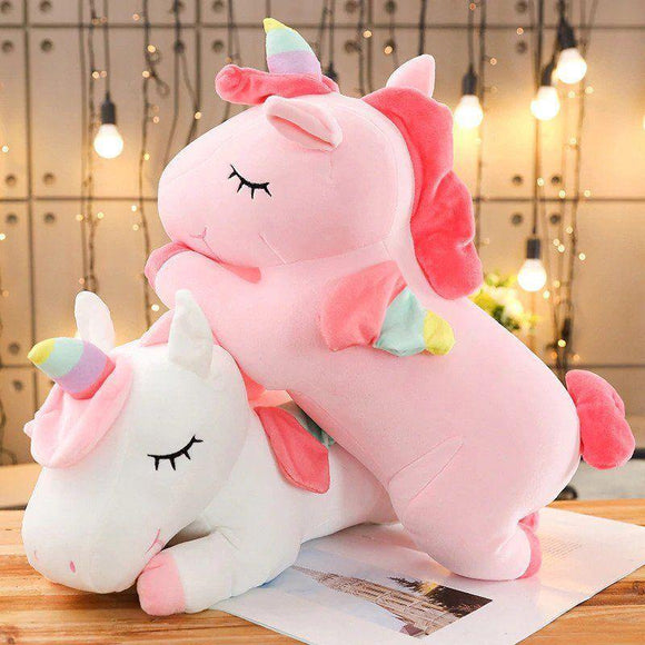 Happy Unicorn Plushies: White & Pink - MyPaperPandaShop