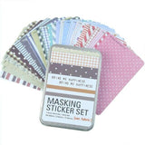 Colorful Masking Stickers Tin Box: 4 sets