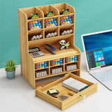 Wooden Desktop Stationery Organizer: 3 colors