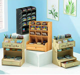 Wooden Desktop Stationery Organizer: 3 colors
